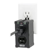 Tripp Lite ULTRABLOK 2-Outlet Surge Protector, Direct Plug-In, 1410 Joules, Diagnostic LEDs, Black Metal Housing