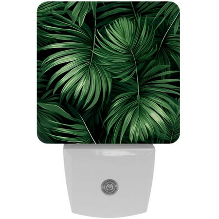 

Tropical jungle palm fronds LED Square Night Lights - Stylish and Functional Nightlight for Better Sleep - Energy Saving Plug-in Wall Light with Auto Sensor