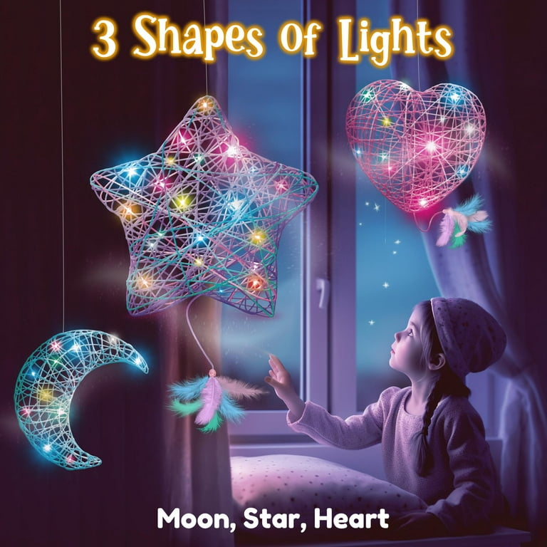 3D String Art Kit for Kids - 63 Pcs Birthday Gifts for Kids with 30  Multi-Colored LED Bulbs & 6 Balloons - Crafts for Girls and Boys Ages 6-12  - DIY Lantern
