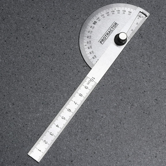 LULULION 2Pcs Stainless Steel Ruler Protractor White Lightweight and Easy to Carry for Measuring