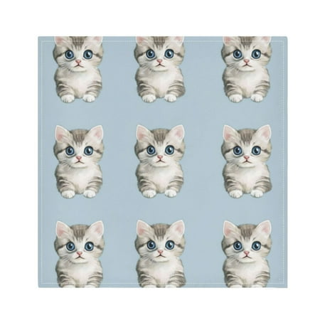 

Napkin Satin Napkin 20*20Inchx4 Kitchen Towel Dinner Plate Towel Decorative Towel Napkin Tea Towel Suitable For Kitchen Table Cartoon Cute Cat Seamless