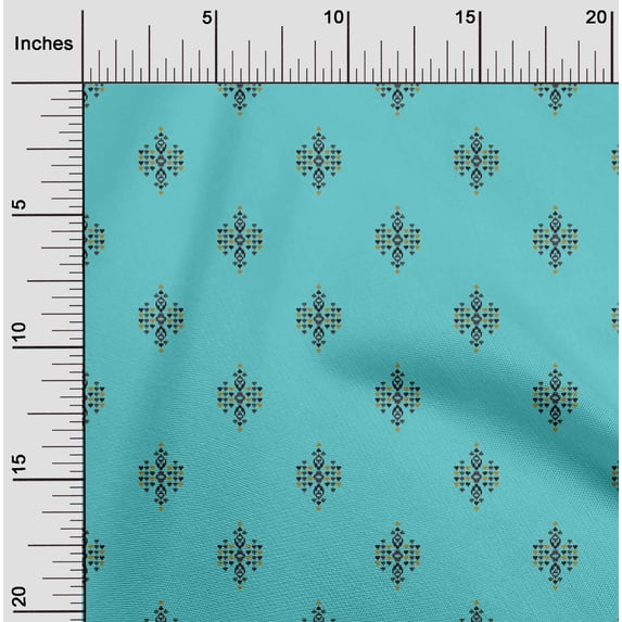 oneOone Cotton Poplin Fabric Geometric Ikat Printed Fabric 1 Yard 56 Inch Wide