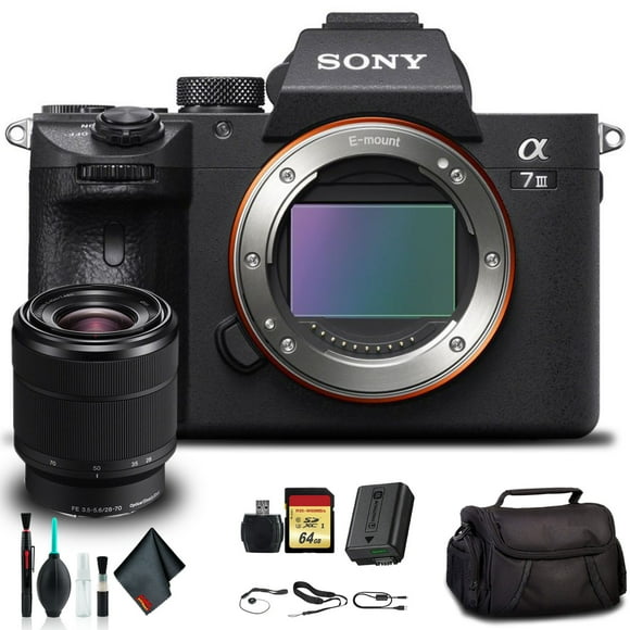 Sony Alpha a7 III Mirrorless Camera with 28-70mm Lens ILCE7M3K/B with Soft Bag, 64GB Memory Card, Card Reader , Plus Essential Accessories