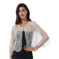 thumbnail image 3 of Aislor Women's Long Sleeve Sequin Bolero Shrug Evening Wedding Party Cardigan Tops White One Size, 3 of 7
