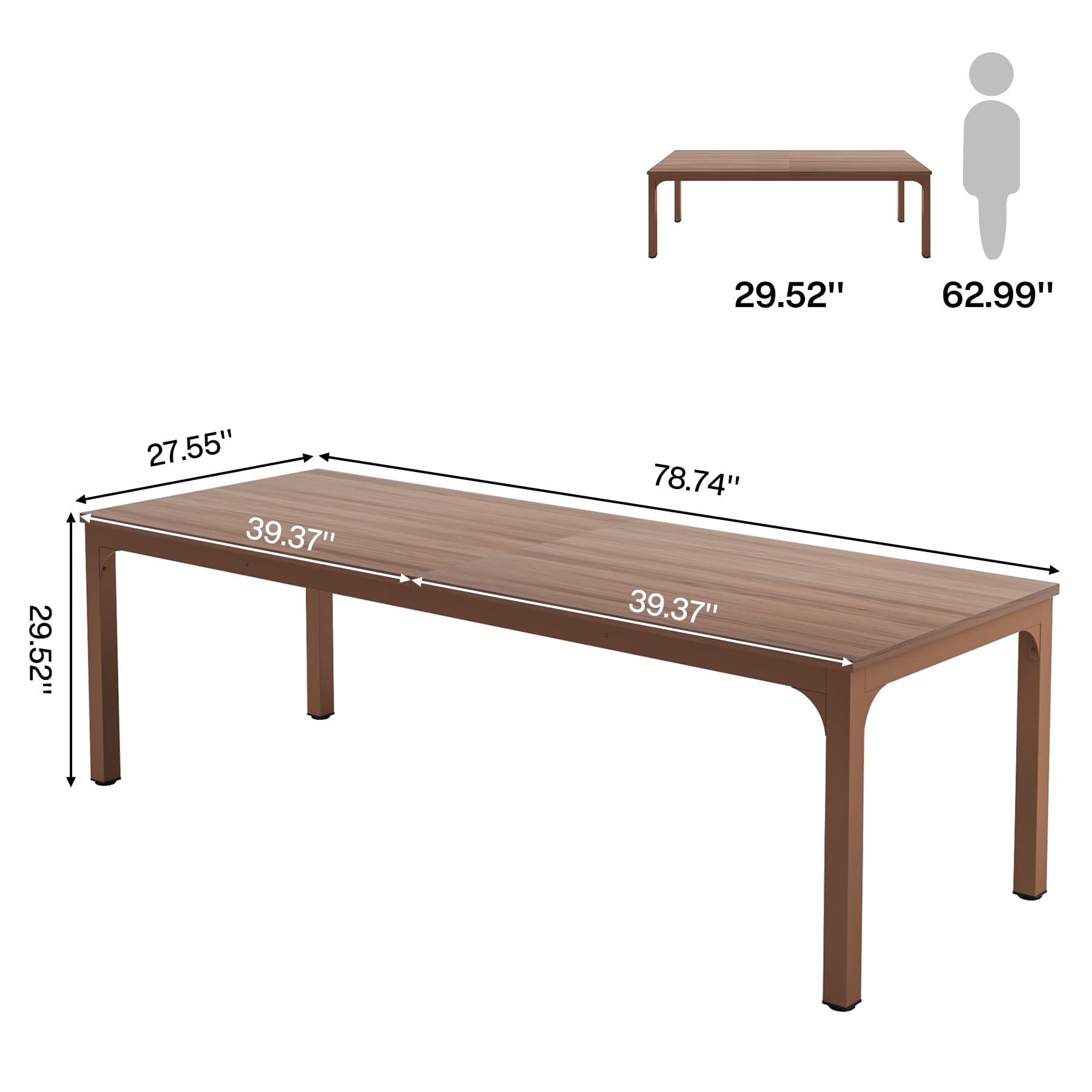 Tribesigns 78.7 inches Extra Long Computer Desk 2 Person, Extra Wide Double Office lndustrial Writing Workstation with Adjustable Foot Pads for Home Office Table, Brown