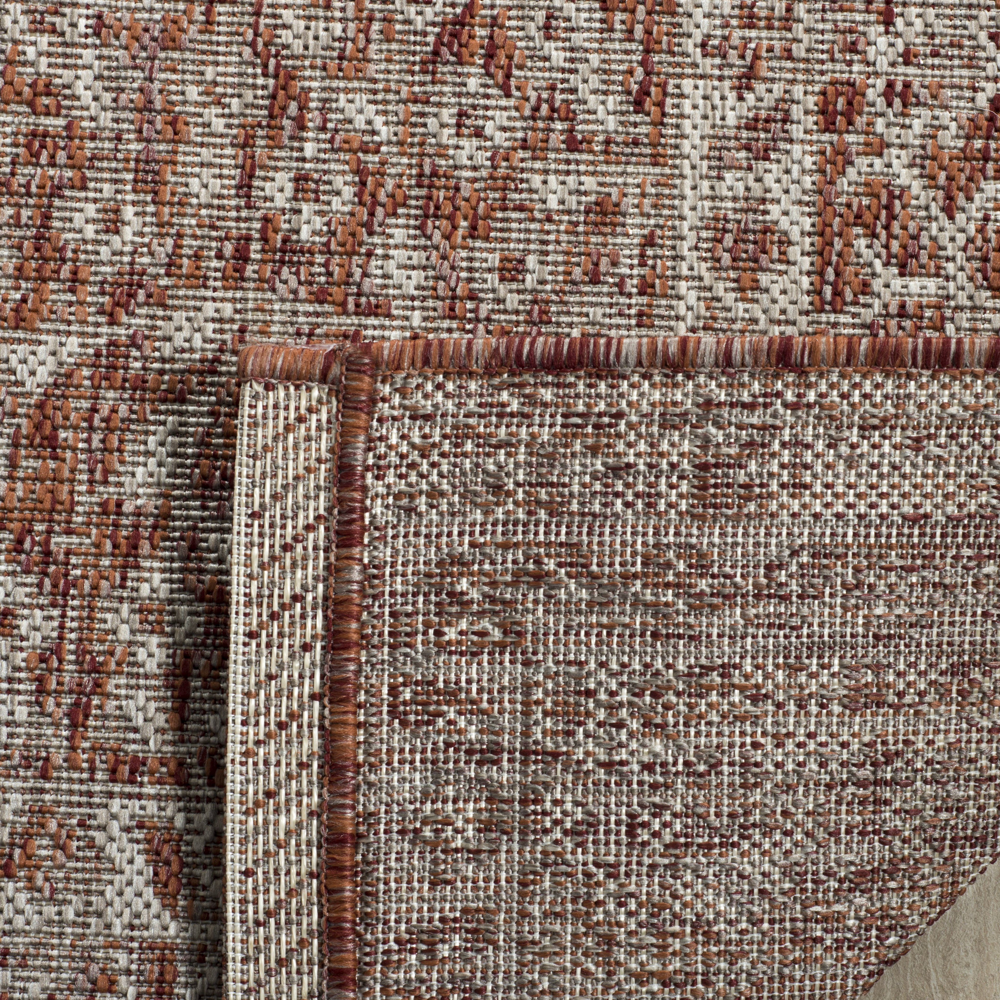 SAFAVIEH Courtyard Avi Medallion Indoor/Outdoor Runner Rug, Light Beige/Terracotta, 2'3" x 10'
