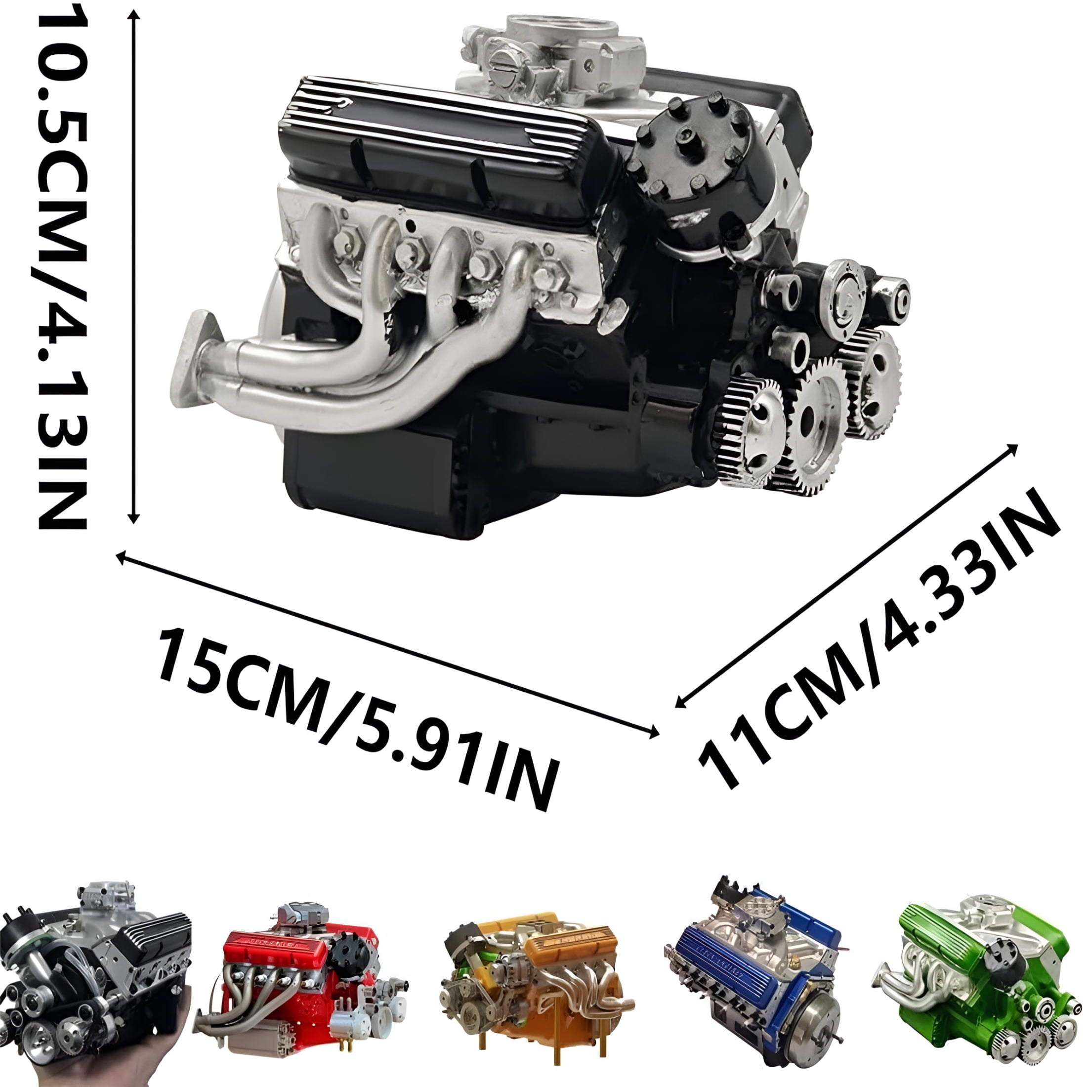 CYFW V8 Engine Kit Gas,Gasoline OHV V8 Small-Block Engine Model Kits,Mini V8 Engine Kits That Run,Build Your Own V8 Model Engine for Adults,4-Stroke 44cc Water-Cooled 1/6 (2pcs-1)