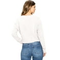 thumbnail image 3 of Love Tree Women's Juniors Classic Crop Cardigan Sweater (Ivory, Large), 3 of 3