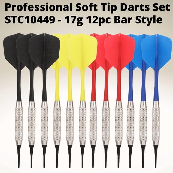 12PCS Darts for Dart Board，Soft Tip Darts Set，Fun Darts Replaceable Tip for 4 Players on Electronic or Plastic Dartboard 100 Extra Black 2BA Tips 3 of Each Color