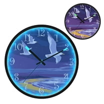Voice Activated Clock with Glow Light 12 Inch Large Silent Wall Clock Battery Operated for Home Decor Seagulls and The Beach