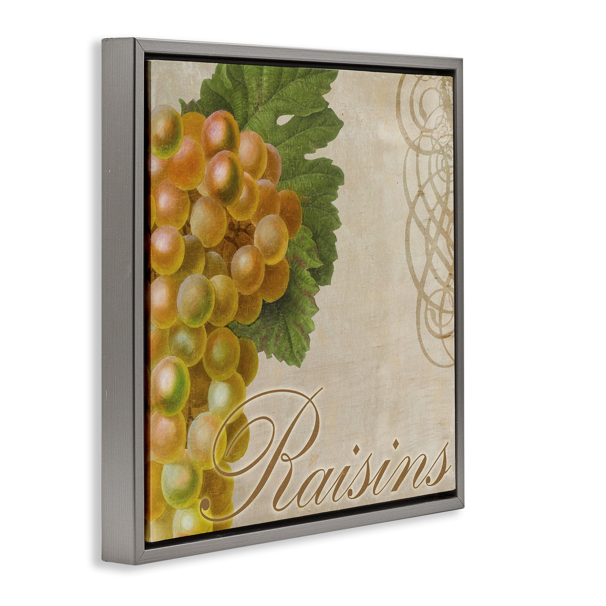 Stupell Industries Vintage French Grapes Food & Beverage Painting Gray Floater Framed Canvas Art Print Wall Art, 18 x 18