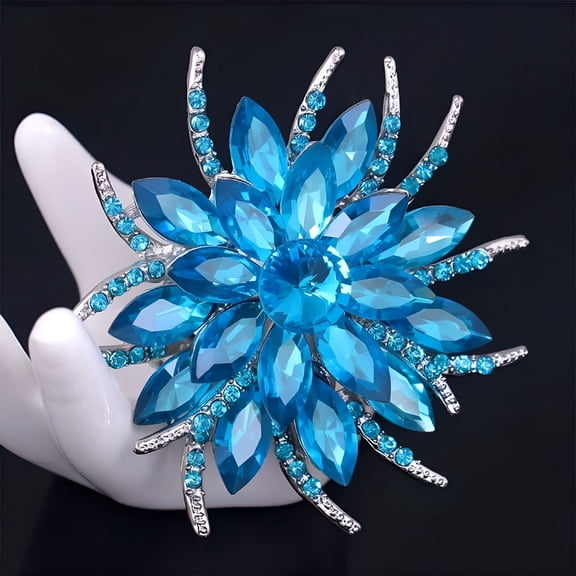 DESIGNICE Gemstone Crystal Flowers Brooches Pins Vintage Wedding Brooches Bouquet For Women Dress Accessories
