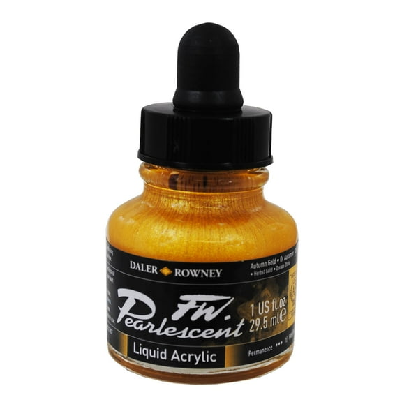 Daler-Rowney FW Pearlescent Liquid Acrylic, 1 oz. Bottle, Autumn Gold