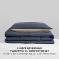 thumbnail image 4 of The Sheet Lab Reversible Box Stitch Comforter Set, 2-Piece Twin/Twin XL – Navy Blue/Tan, 4 of 9
