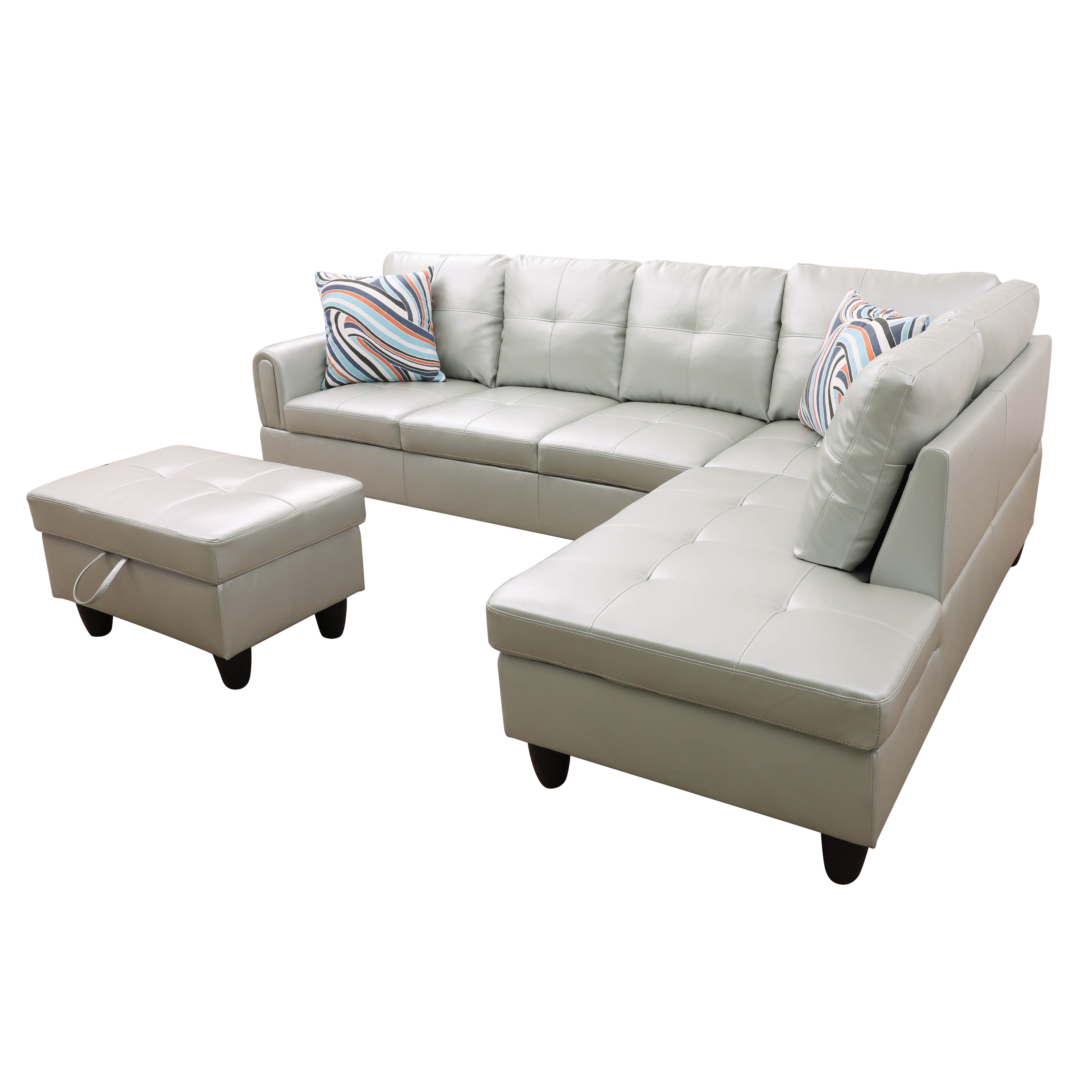 MAYEERTY Silver Green Modern 3-Piece Couch Stylish Unique-Toned Living Room Furniture