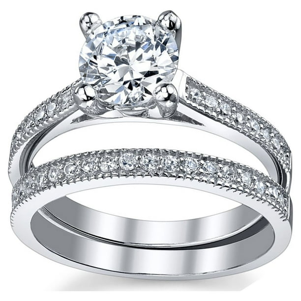 925 sterling セット…… Women's 1.25 Ct Wedding Engagement Ring Set Sterling Silver 925