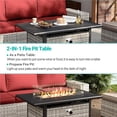 thumbnail image 5 of Muphyers 13 Pcs Outdoor Wicker Rattan Sectional Sofa with 55000BTU Gas Fire Pit Table Set, All Weather 2‑in‑1 43" Propane Fire Table Conversation Set for Backyard Garden Poolside Deck,Red, 5 of 6