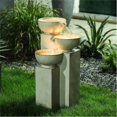 thumbnail image 2 of LuxenHome Off Blanc Résine 3-Tier Tri-Colonne Fontaine Extérieure avec LED Lumière, 2 of 11