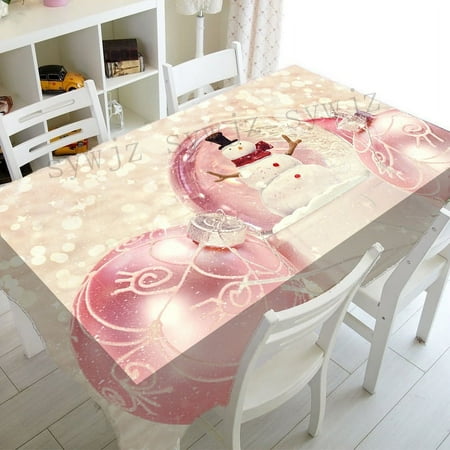 

Pink Series Christmas Antifouling Creative Christmas Snowman Tablecloth Nordic New Year Dinner Tablecloth Fireplace Tablecloth
