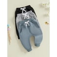 thumbnail image 5 of 3 Pack Toddler Baby Boys Sweatpants 0 6 12 18 24 Months 2T 3T Solid Color Elastic Waist Trousers Bottoms Casual Pants Long Pants, 5 of 9