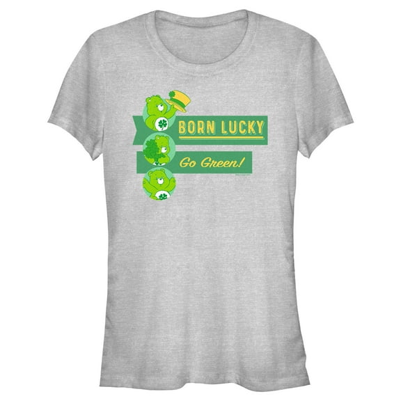 Junior's Care Bears St. Patrick’s Day Born Lucky  Graphic Tee Athletic Heather Large