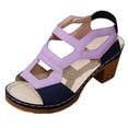 thumbnail image 1 of Zapatillas de Verano para las Mujeres Color Bloque Hueco Tacones, Zapatillas para las Mujeres Tacón Medio Correa Trasera, 1 of 9