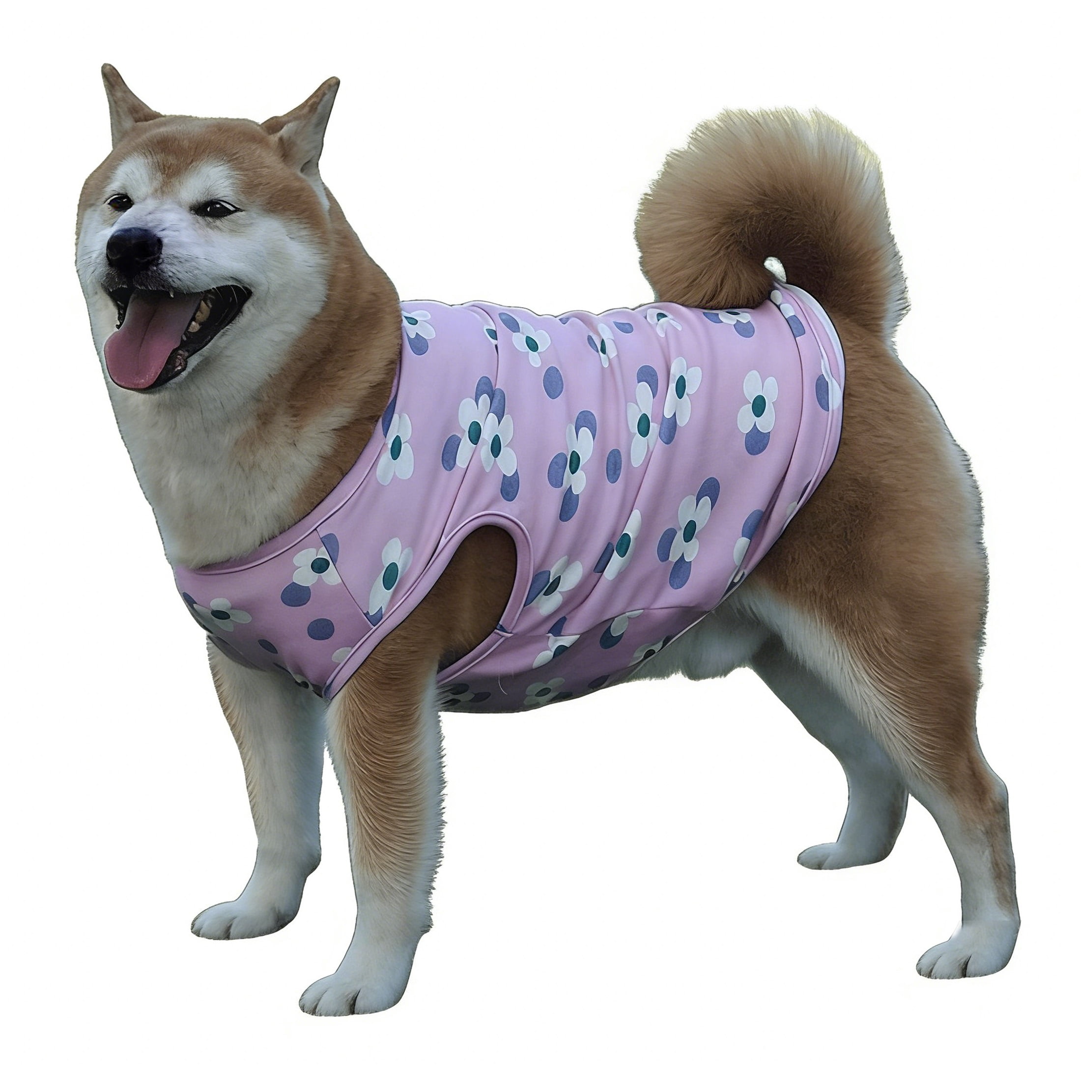 HQREA Floral Large Big Dog Vest Shirt Girl Spring Autumn Warm Fleece Sleeveless Pet Vest Clothes Samoyed Undershirt Corgi Outfits