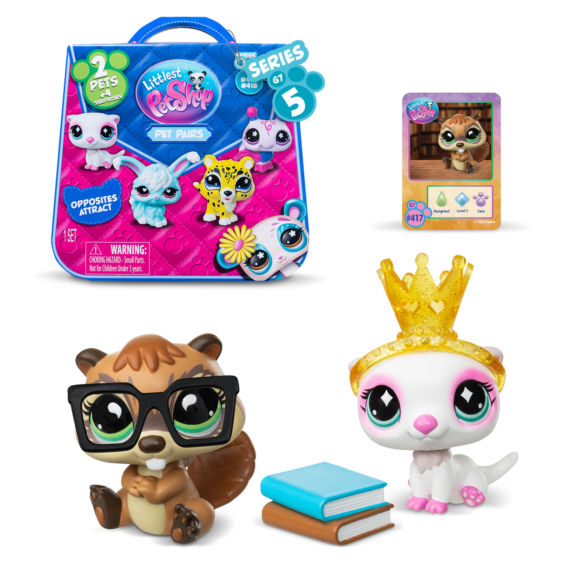Littlest Pet Shop, Opposites Attract Surprise Pet Pairs, Series 5, Mini Toy Figurines, Children Ages 4+