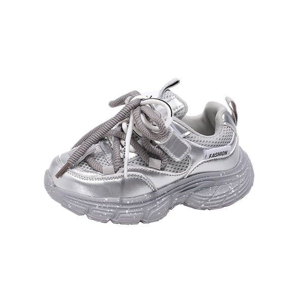 huajiao Toddler Kids Chunky Sneakers Fashion Platform White Leather Casual Dad Shoes Comfortable Wedge Walking Sport Sneakers