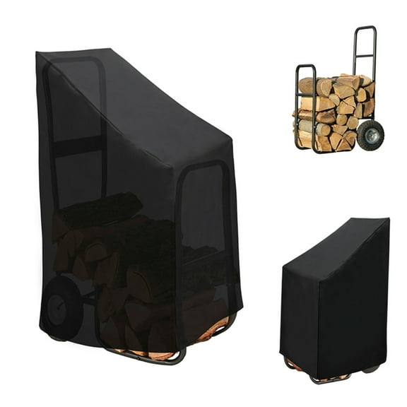 OPTUTUS 30"W x 16"D x 75"H Waterproof Firewood Rack Cover - Heavy Duty Black 210D Oxford Fabric, Weather-Resistant for Indoor & Outdoor Firewood Storage