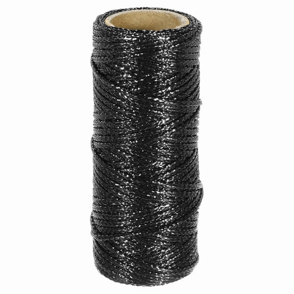 Uxcell 1.5mm Metallic String, 16 Ply Decorative Metallic Bakers Twine Thread Cord Rope for Gift Wrapping DIY Crafts Making Ornament Decor, Black, 27Yards