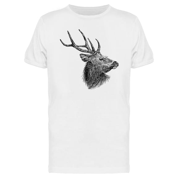 Sketch Deer Head Vintage T-Shirt Men -Image by Shutterstock, Male 3X-Large
