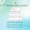 thumbnail image 6 of 100% Cotton Bath Towels - 6 Piece Set, Extra Soft & Fluffy, Bath Towel Set - 2 Bathroom Towels, 2 Hand Towels & 2 Washcloths - White, 6 of 7