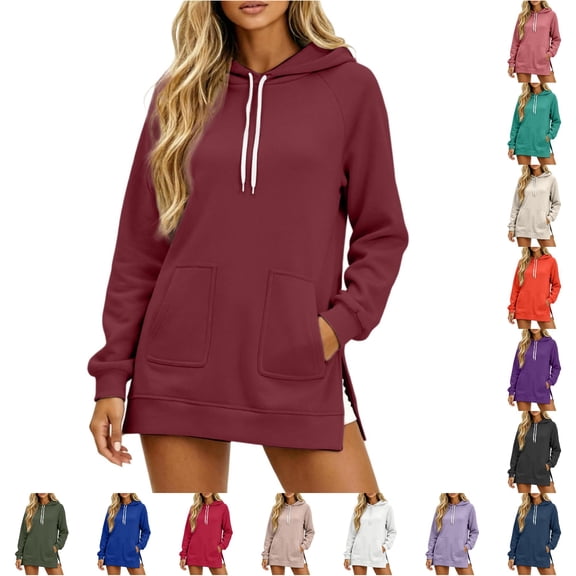 Women's Solid Hooded Sweatshirt Relaxed Fit Minimalist Casual Top