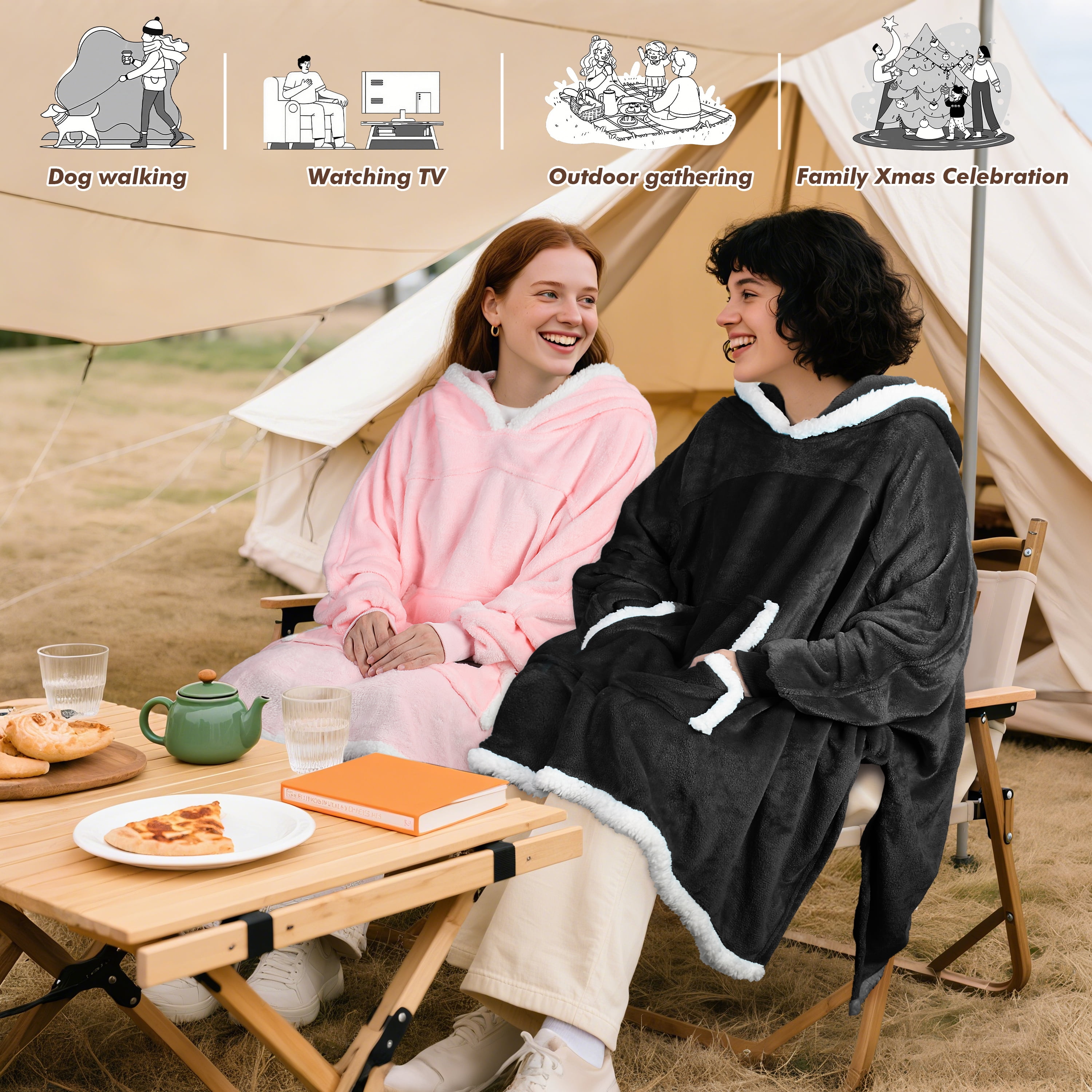 Oversized Hooded Poncho Cape, Casual Hoodie Sweatshirt, Batwing Coat Pullover | Light Weight, Cozy, Comfortable, Roomy | for Adults Women Men Teens