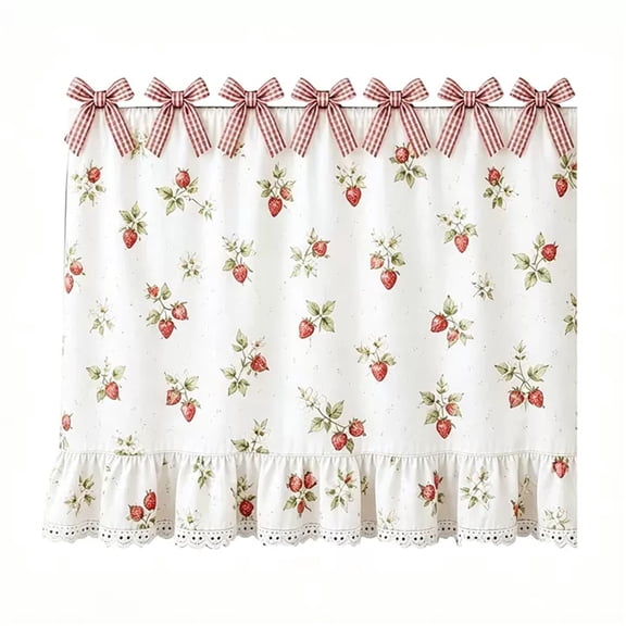 Rustic Lace Oven Cover and Decorative Stove Curtain with Trim, Kitchen Appliance Dust Guard Protector, Farmhouse Style Home Decor for Range and Microwave