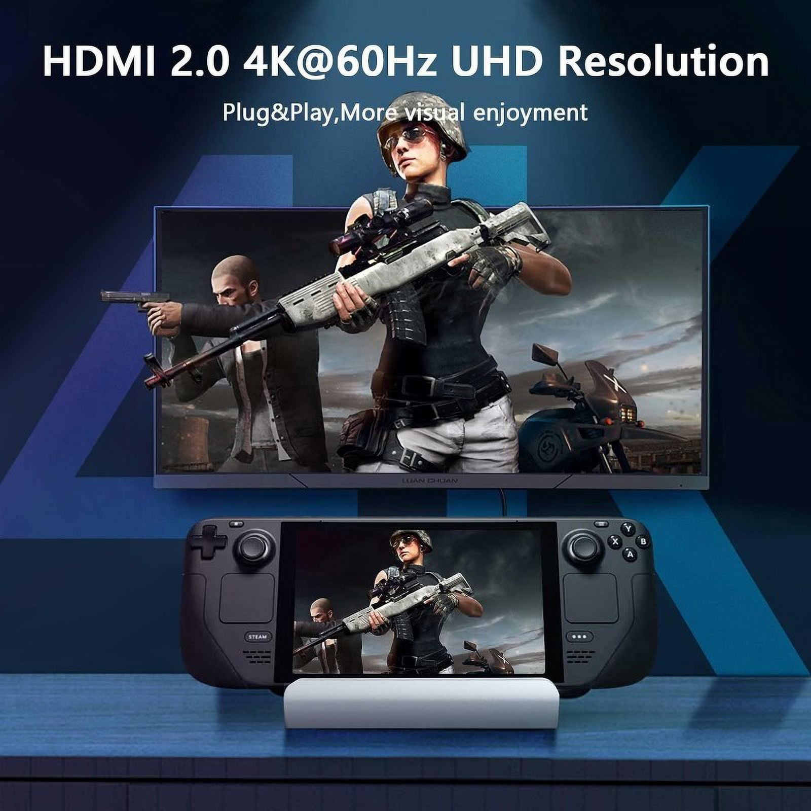 Steam Deck Docking station for Steam Deck 6 in 1 Hub Halter Mit HD 4K @ 60Hz, 3 USB-A 3.0, Gigabit Ethernet, USB-C Ladeanschluss For Steam Deck