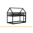 thumbnail image 4 of Bellemave Twin over Twin Rubber Wood Floor Bunk Bed House-shaped Bunk Bed Loft Bed with Roof Low Bunk Bed with Ladder and Guardrails for Teens (Black, Twin over Twin), 4 of 11