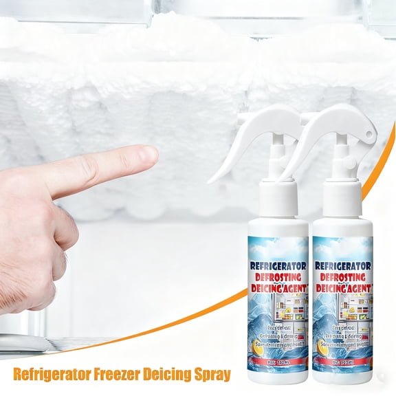 Defrosting Spray for Fridge Freezer, 120ml Refrigerator Defrosting Deicer Spray, Multipurpose Defrost Spray for Fridge Freezer, Fast Ice Remover Melting Spray for Car Windshield 2PC