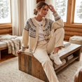 thumbnail image 5 of Textilo Women's Fair Isle Cardigan Sweaters Long Sleeve Crewneck Button Down Sweater Ribbed Knit Geometric Pattern Coat Lightweight Soft Cozy Y2k Fall Winter Clothing,White M, 5 of 7