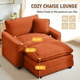 thumbnail image 2 of Muumblus 46" Accent Chair with Ottoman, Oversized Indoor Lounge Chair, Corduroy Sofa Armchair with Footstool, Orange, 2 of 10