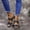 Blue, variant on LSLJS Summer Retro Casual Flowers High-Heeled Flat-Bottomed Ladies Wedge Slippers, Women's Slippers