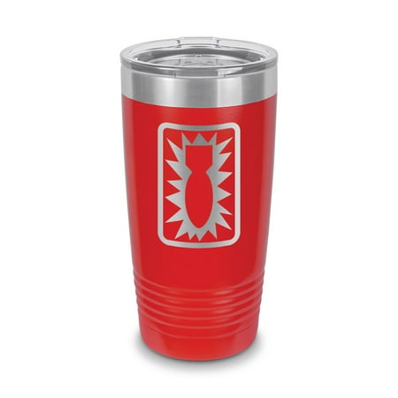

52nd Ordnance Group Tumbler 20 oz - Laser Engraved w/ Clear Lid - Stainless Steel - Vacuum Insulated - Double Walled - Travel Mug - eod explosive ordnance disposal v1 - Red
