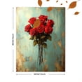 thumbnail image 3 of Qisvanset 12x16 Inch Framed Canvas Wall Art Red Rose Bouquet Romantic Vintage Floral Home Gift Wall Art, 3 of 8