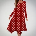 thumbnail image 2 of SMihono Fashion Birthday Dresses for Women Drop Shoulder Dresses for Women Polka Dot Print Spring Dresses Formal Dress Cocktail Dresses Wedding Guest Red 8, 2 of 5