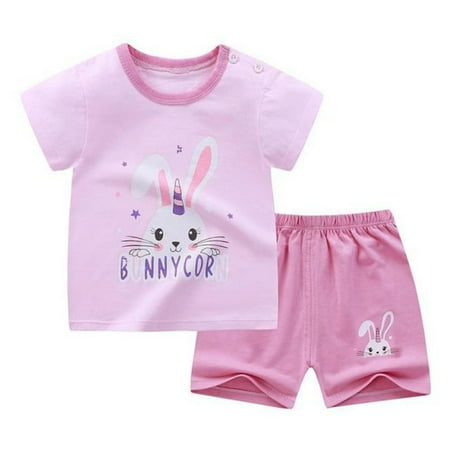 

PEACNNG Baby Girl Clothes Kitty Style Newborn Girl Infant Summer Children Clothing Suit Baby 0-6 Outfit Toddler Kids Pajamas
