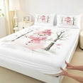 thumbnail image 3 of Manfei Pink Cute Snowman Twin Sheet Sets for Teen, Christmas Cherry Blossoms Twin Fitted Sheet, Happy New Year Flat Sheet, Super Cozy Room Decor, 3-Piece, 3 of 7