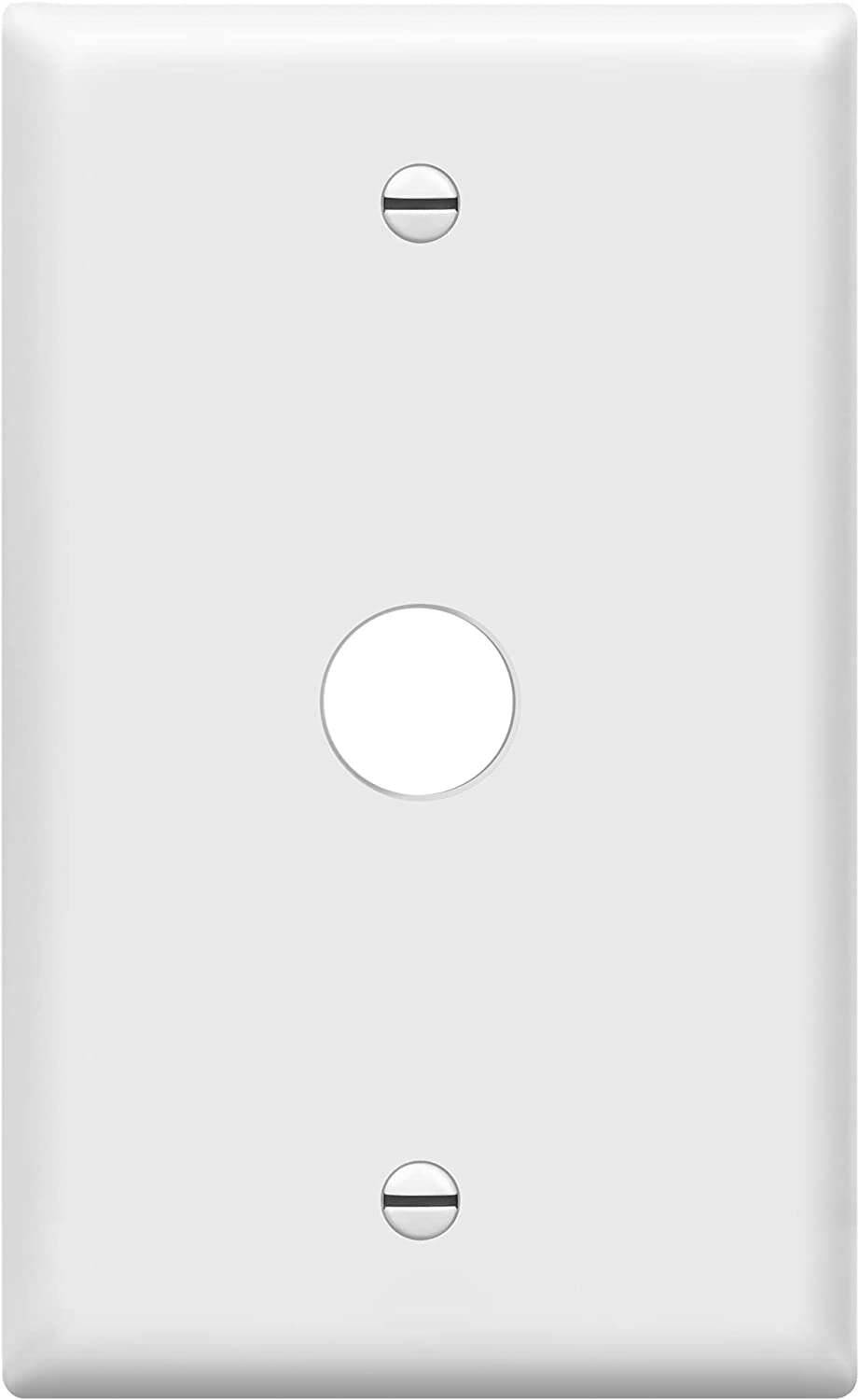 ENERLITES 1 Gang 0.625 Inch Hole Telephone/Cable Wall Cover, Fade Resistant Unbreakable Polycarbonate with Smooth Surface, 8661-W White