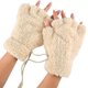 thumbnail image 2 of Guante de invierno suave con garra de oso de peluche para mujer, guantes sin dedos (beige), 2 of 2