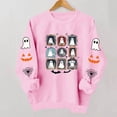 thumbnail image 6 of Risckoth Women's Halloween Sweatshirt Nine Ghost Grid Print Sleeve Detail Crew Neck Drop Shoulder Hoodless Casual Pullover S-2XL, 6 of 8